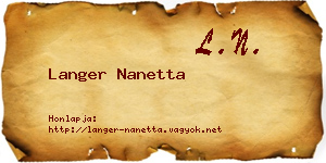 Langer Nanetta névjegykártya
